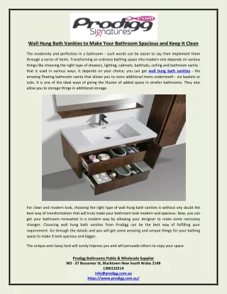 Wall Hung Bath Vanities to Make Your Bathroom Spacious and Keep It Clean