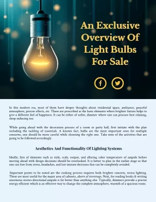 An Exclusive Overview Of Light Bulbs For Sale