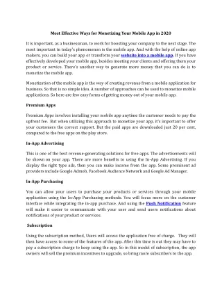 most effective ways for monetizing your mobile