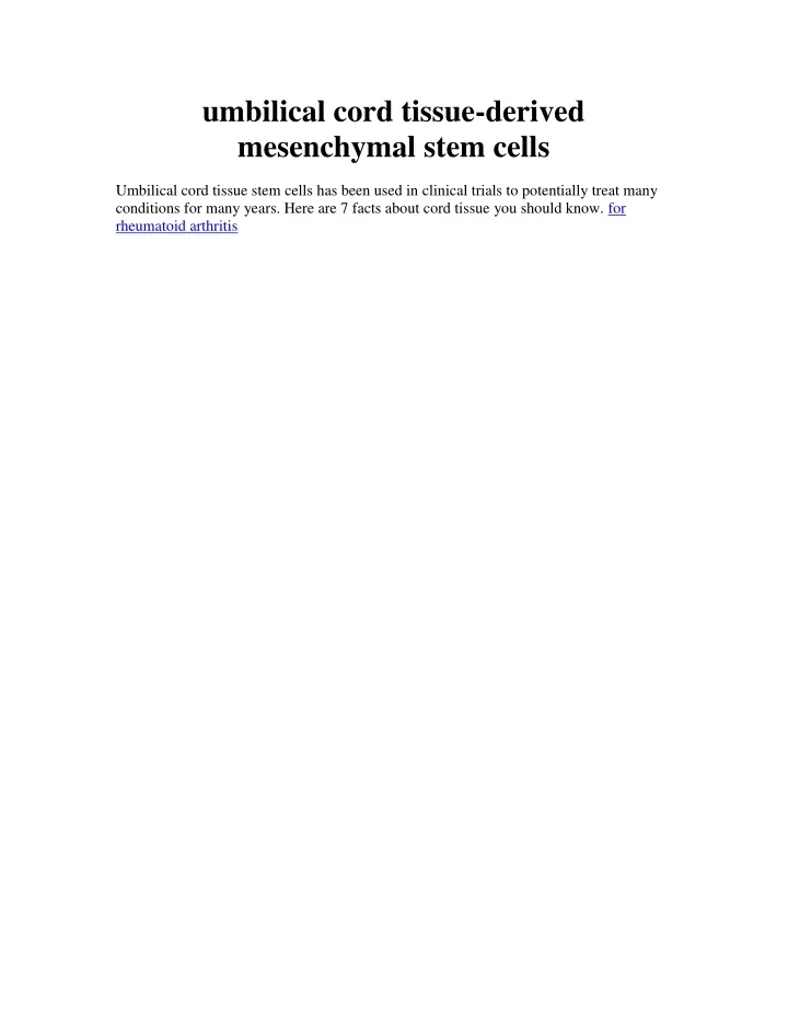 umbilical cord tissue derived mesenchymal stem