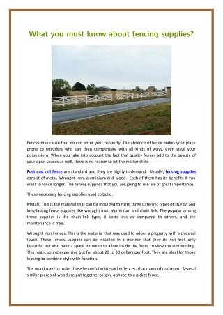 what you must know about fencing supplies