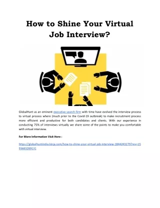 How to Shine Your Virtual Job Interview?