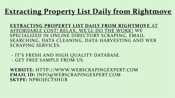 extracting property list daily from rightmove