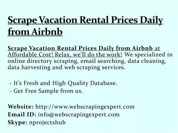 scrape vacation rental prices daily from airbnb