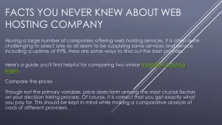 facts you never knew about web hosting company