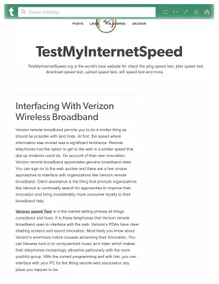 TestMyInternetSpeed — Interfacing With Verizon Wireless Broadband