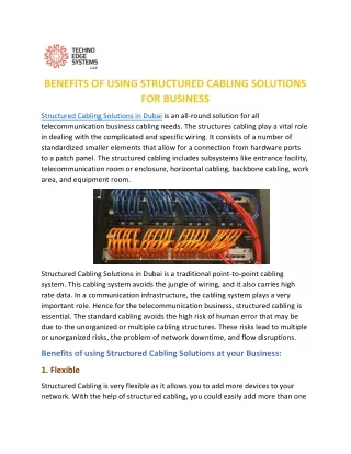 benefits of using structured cabling solutions