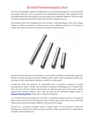 all about permanent magnetic chuck