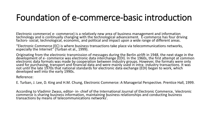 foundation of e commerce basic introduction