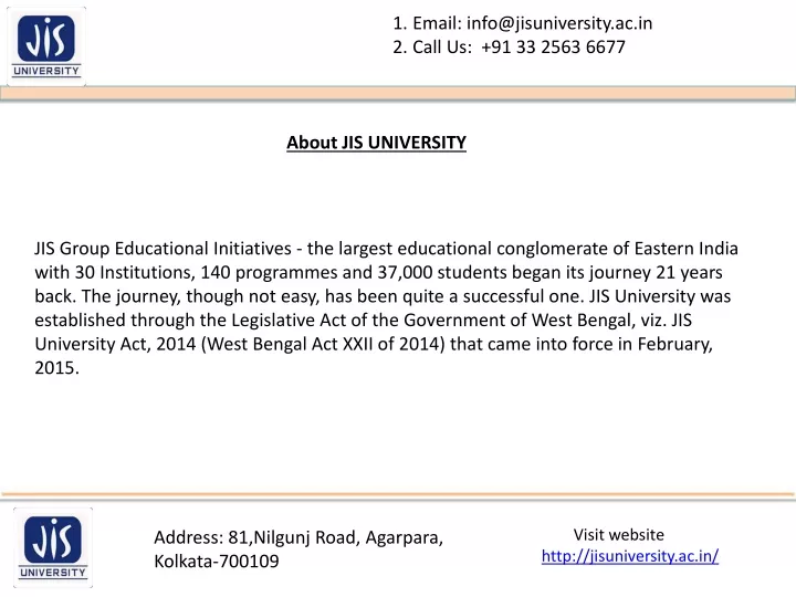email info@jisuniversity ac in call us 91 33 2563