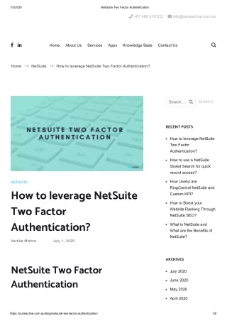 What is NetSuite Two Factor Authentication