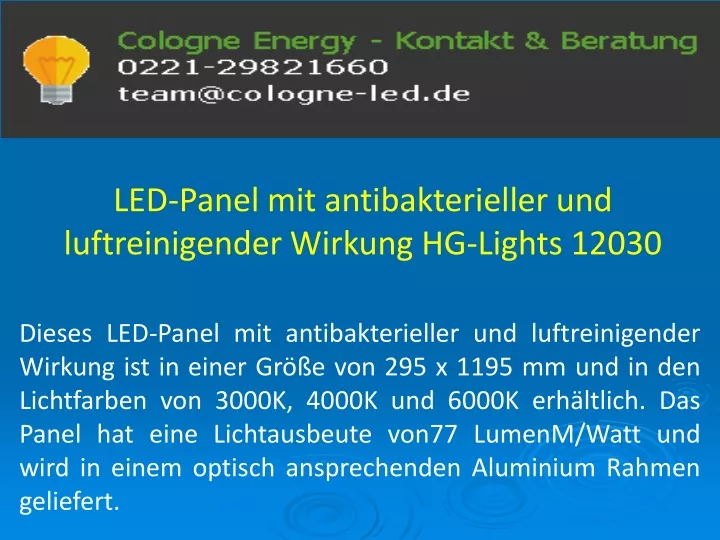 led panel mit antibakterieller