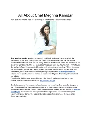 All About Chef Meghna Kamdar
