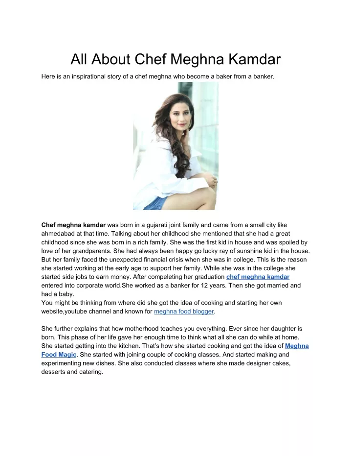 all about chef meghna kamdar