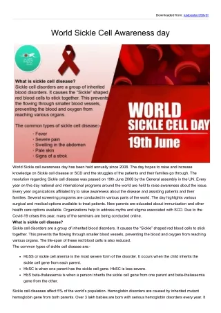 World Sickle Cell Awareness day