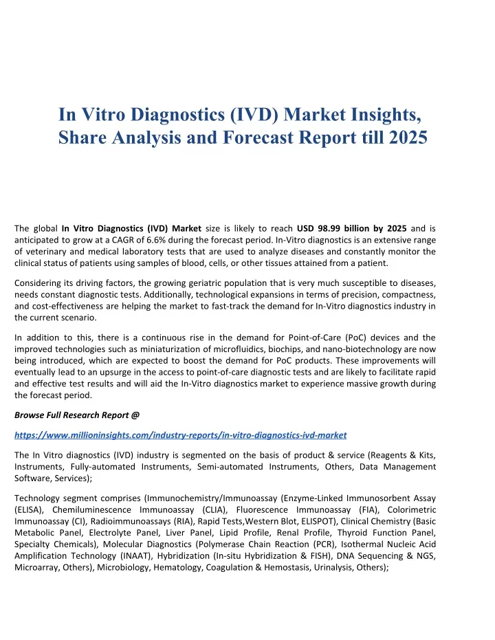 in vitro diagnostics ivd market insights share