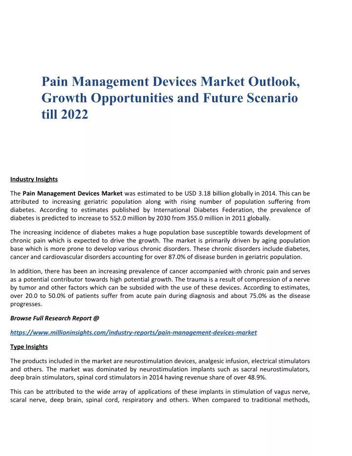 pain management devices market outlook growth