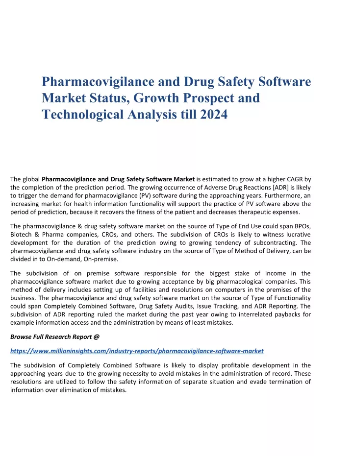 pharmacovigilance and drug safety software market