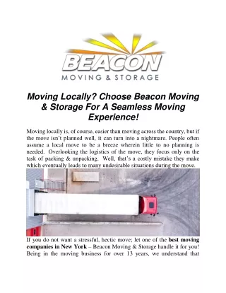 Moving Locally? Choose Beacon Moving & Storage For A Seamless Moving Experience!