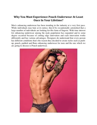 Why You Must Experience Pouch Underwear At Least Once In Your Lifetime?