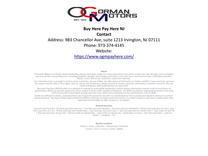 buy here pay here nj contact address