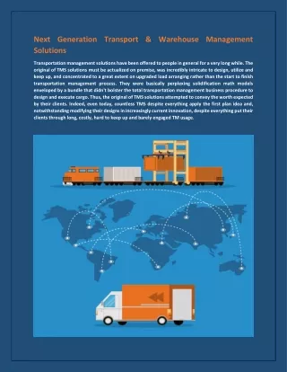 next generation transport warehouse management