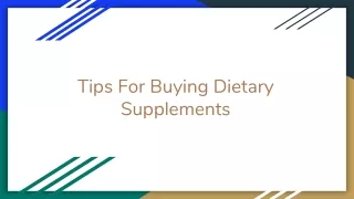 Tips For Buying Dietary Supplements