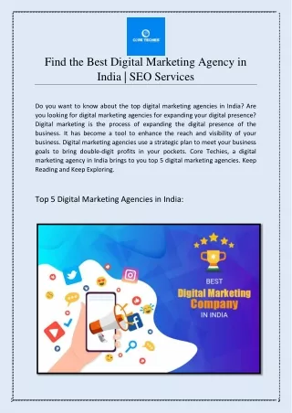 Find the Best Digital Marketing Agency in India | SEO Services
