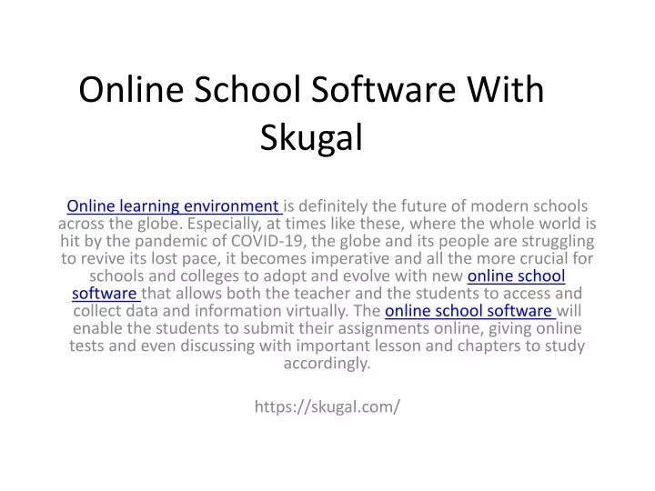 online school software with skugal