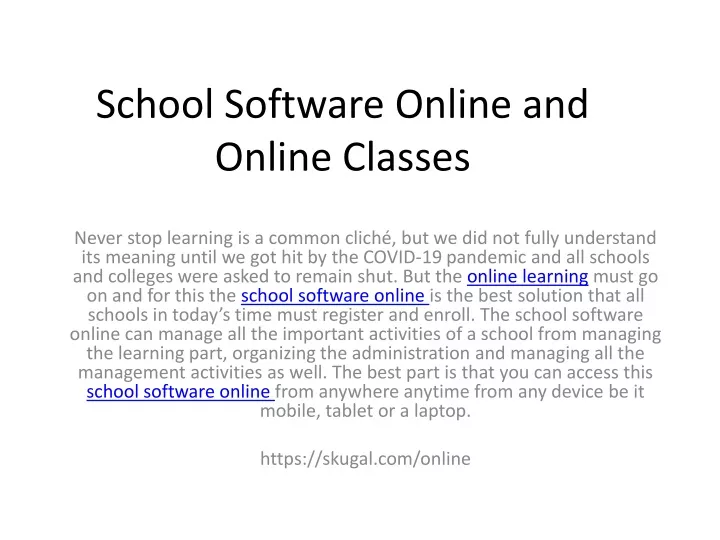 school software online and online classes