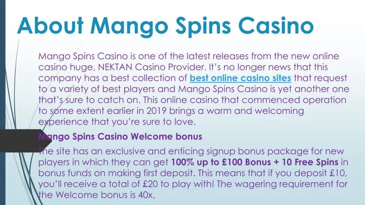 about mango spins casino