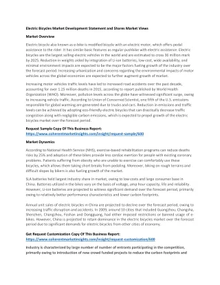 electric bicycles market development statement