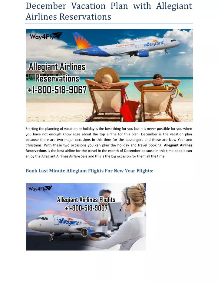 december vacation plan with allegiant airlines