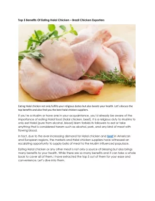 Top 5 Benefits Of Eating Halal Chicken
