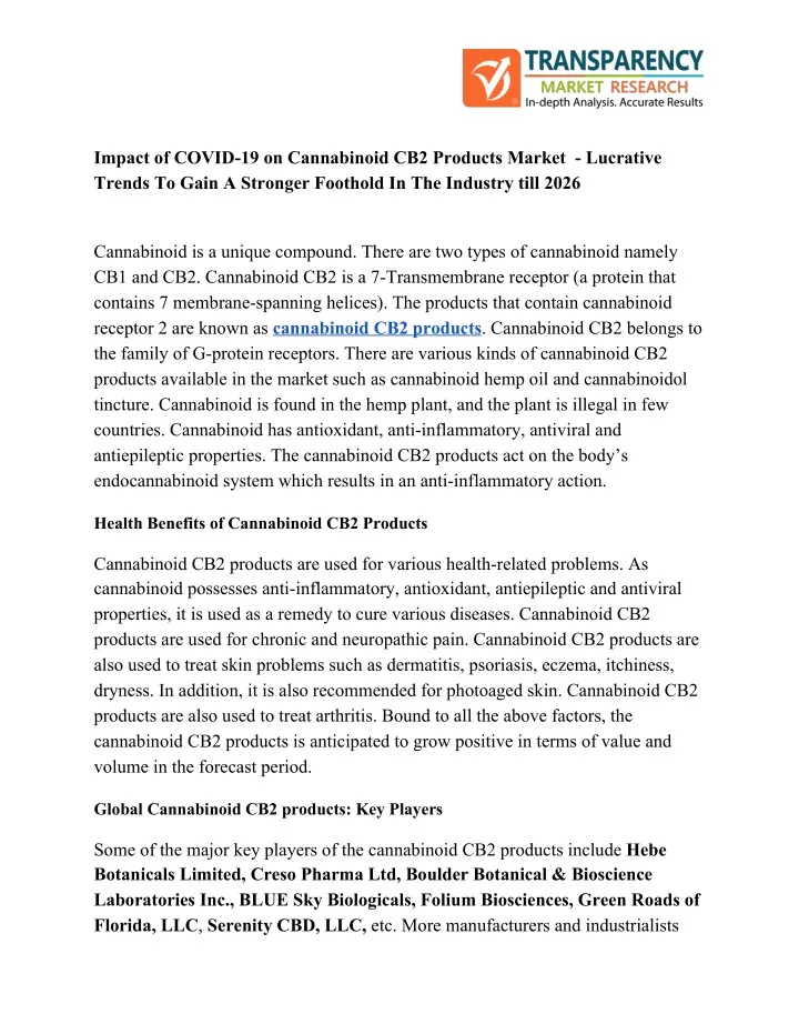 impact of covid 19 on cannabinoid cb2 products