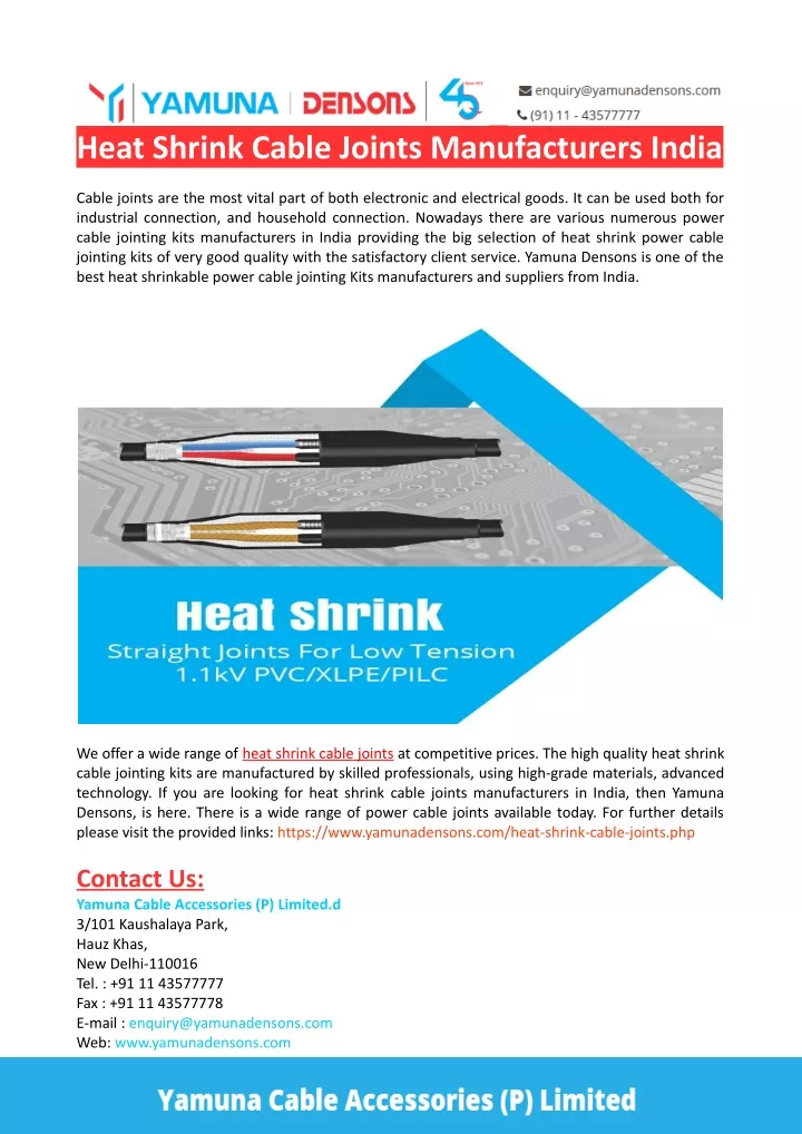 heat shrink cable joints manufacturers india