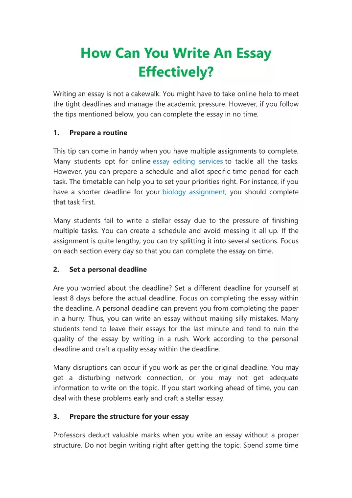 how can you write an essay effectively