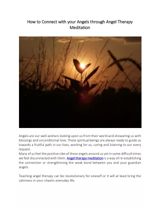 Angel Therapy Meditation - Spiritualaloha