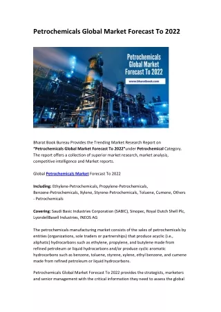 petrochemicals global market forecast to 2022