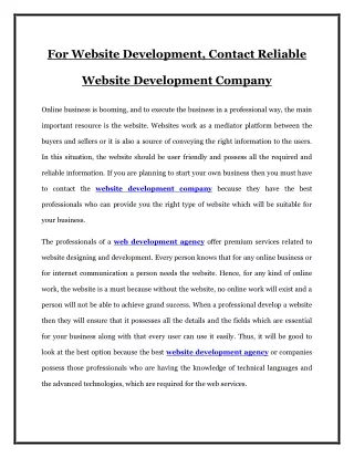 for website development contact reliable