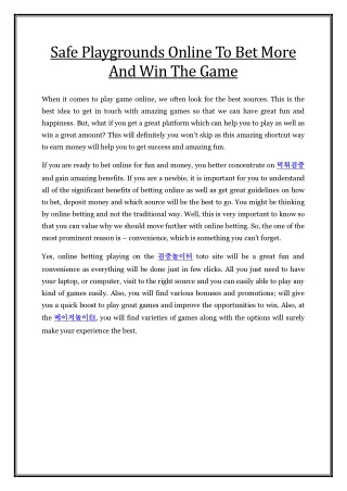 safe playgrounds online to bet more