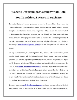 website development company will help