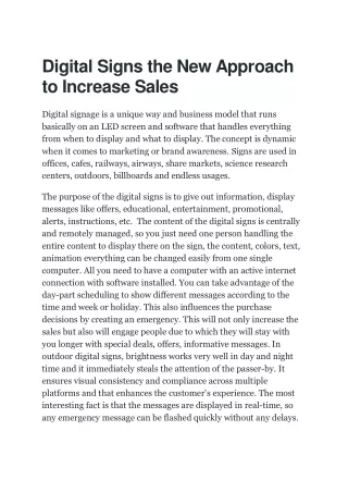 Digital Signs the New Approach to Increase Sales