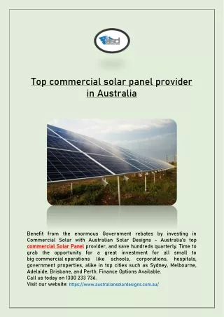 Top commercial solar panel provider in Australia