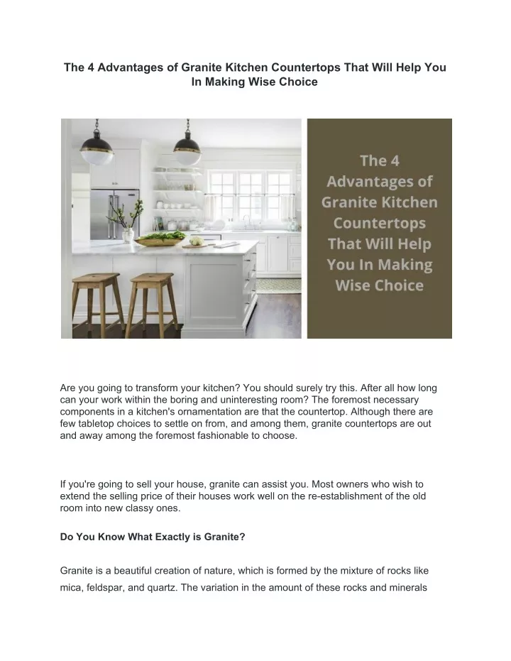 the 4 advantages of granite kitchen countertops