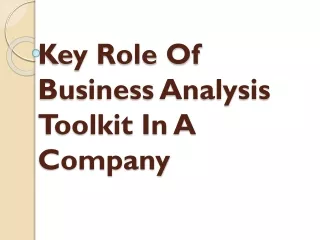 key role of business analysis toolkit in a company