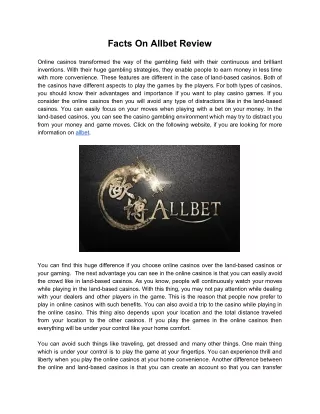 Facts On Allbet Review