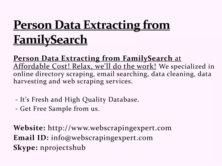person data extracting from familysearch