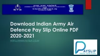Download Indian Army Air Defence Pay Slip Online PPT/PDF 2020-2021