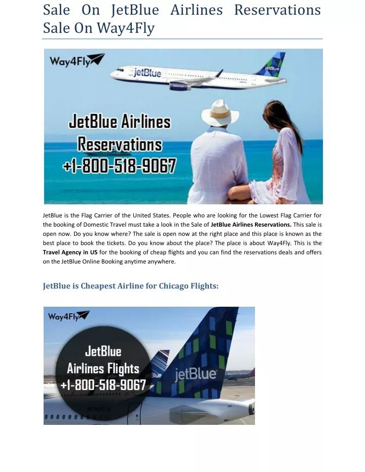 sale on jetblue airlines reservations sale